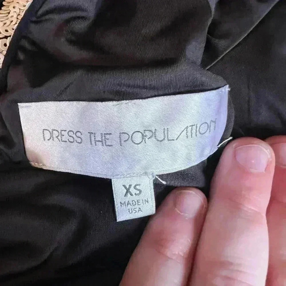 Dress the Population Lola Black Ivory Sequined Checkered Cocktail Mini Dress XS - Picture 5 of 6